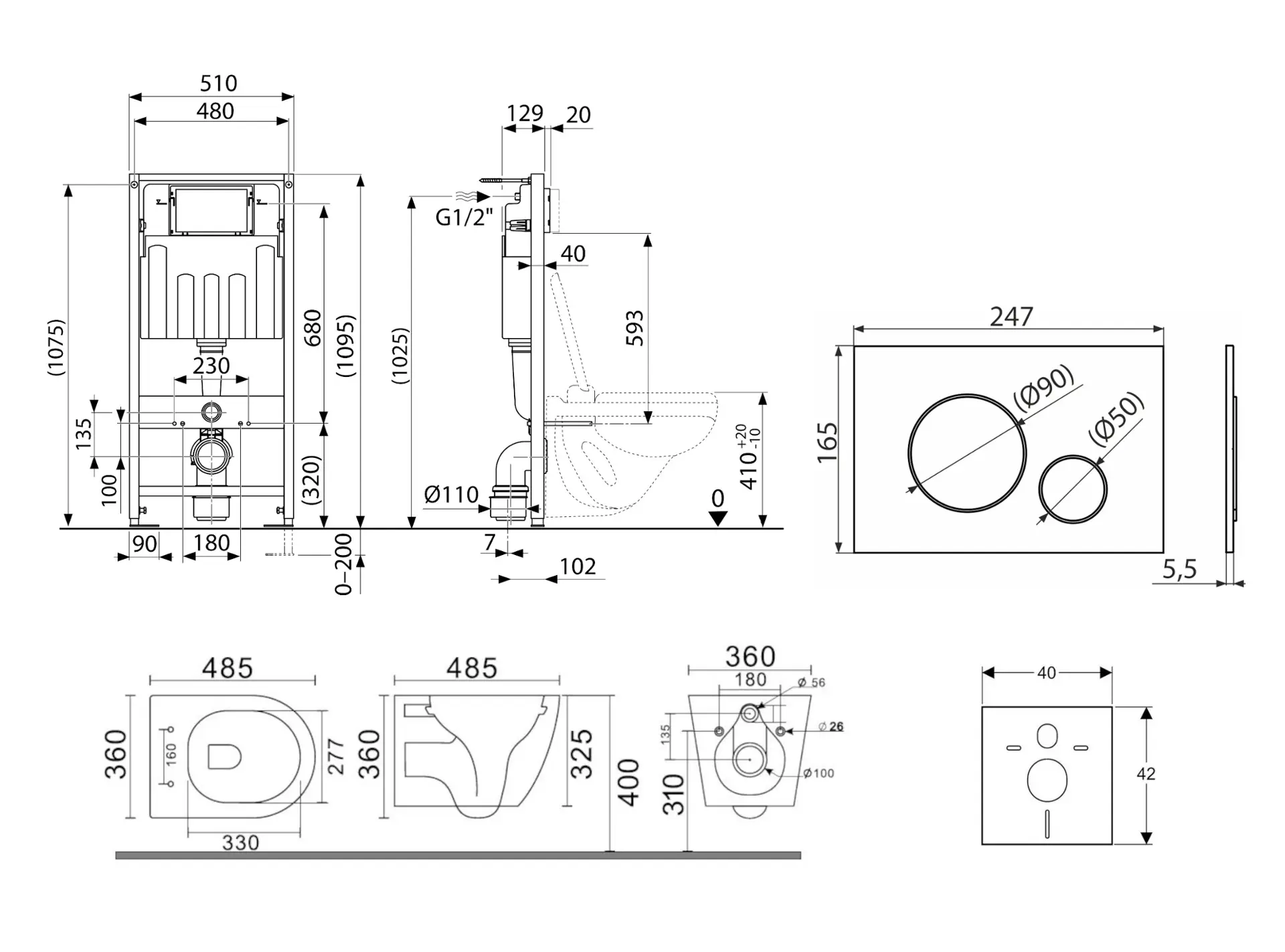 Kielle Genesis - Voorwandinbouwset, Gaia Compact Toilet, Softclose Zitting En Gemini IV Knoppen, Matzwart 30505SZ58 2 Kielle Genesis - Voorwandinbouwset, Gaia Compact Toilet, Softclose Zitting En Gemini IV Knoppen, Matzwart 30505SZ58 - Afbeelding 2