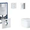 Grohe Rapid SLX - Set Voorwandinstallatie, Toilet, SoftClose Zitting En Skate Cosmopolitan Knop, Triple Vortex, Chroom SANI11BB2104