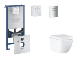 Grohe Rapid SLX - Set Voorwandinstallatie, Toilet, SoftClose Zitting En Skate Cosmopolitan Knop, Triple Vortex, Chroom SANI11BB2104