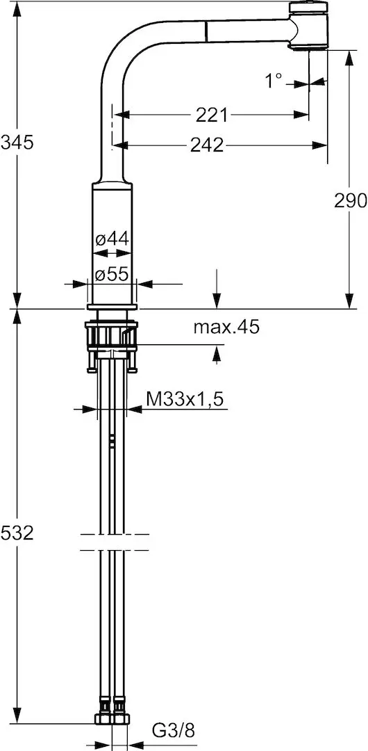 Hansa Ronda - Keukenkraan Met Uittrekbare Vuistdouche, Chroom 54912283 3 Hansa Ronda - Keukenkraan Met Uittrekbare Vuistdouche, Chroom 54912283 - Afbeelding 3